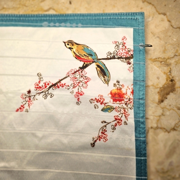 Lenox "Chirp" Birds & Floral Placemats Set of 4 White Teal Fushia 17.5" x 13" - Picture 2 of 4